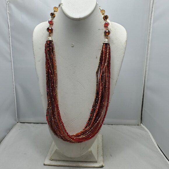Ali Khan multi row cascade in faceted glass beads with neck/ear set in gift box - Picture 2 of 14